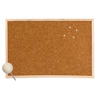 Prikbord van kurk - 58 x 39 cm - inclusief 25x houten bol punaises - memobord - thuis - kantoor