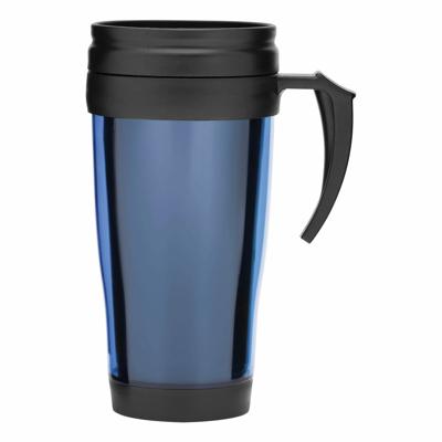 Thermosbeker/warmhoudbeker Koffie To Go - blauw/zwart - 400 ml - koffie/thee bekers - dubbelwandig Thermosbeker/warmhoudbeker Koffie To Go - blauw/zwart - 400 ml - koffie/thee bekers - dubbelwandig