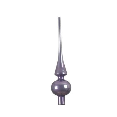 Decoris Kerstboom piek - heide lila paars - glas - glans - 26 cm - kerstpiek - kerstversiering