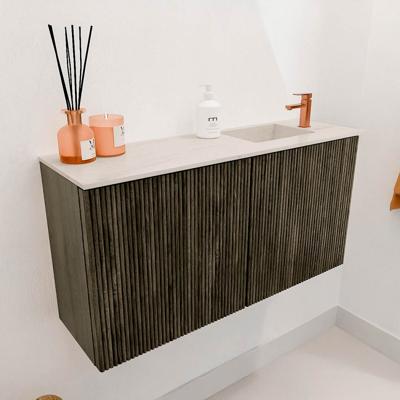 Toiletmeubel Mondiaz Joya Dlux | 80 cm | Meubelkleur Shadow | Faye wastafel Meli Wasbak Rechts | 1 kraangat