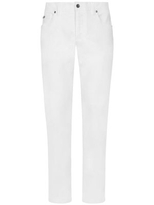 Dolce & Gabbana jean slim à plaque logo - Blanc