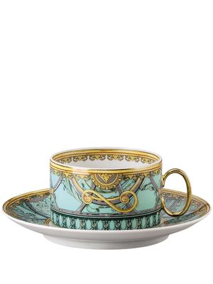 Versace lot de 6 tasses et soucoupes Scala del Palazzo - Vert