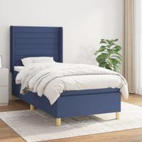 Boxspring met matras stof blauw 100x200 cm