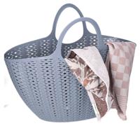 Flexibele wasmand/tas - grijs - 22 liter - kunststof - 50 x 20 x 40 cm - opbergen Flexibele wasmand/tas - grijs - 22 liter - kunststof - 50 x 20 x 40 cm - opbergen
