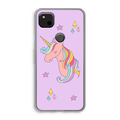 Roze eenhoorn: Google Pixel 4a Transparant Hoesje