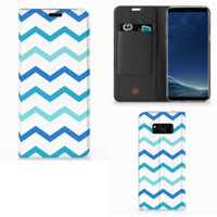 Samsung Galaxy S8 Plus Hoesje met Magneet Zigzag Blauw - thumbnail