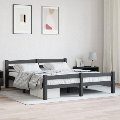 Bedframe massief grenenhout donkergrijs 160x200 cm