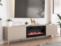 Tv-meubel met haard BORUNZO 2 klapdeuren beige