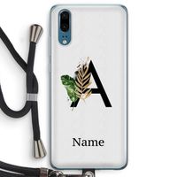 Charcoal Flora: Huawei P20 Transparant Hoesje met koord