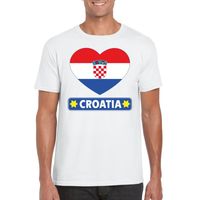 Kroatie hart vlag t-shirt wit heren 2XL  -