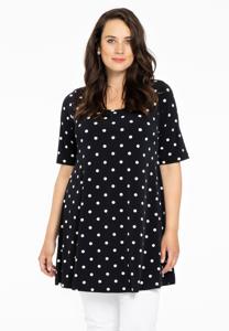 Yoek Tunic wide bottom DOTS | Zwart | Maat 58/60
