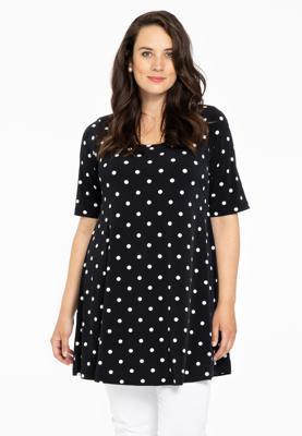 Yoek Tunic wide bottom DOTS | Zwart | Maat 58/60