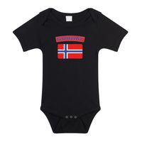 Norway romper met vlag Noorwegen zwart voor babys - thumbnail