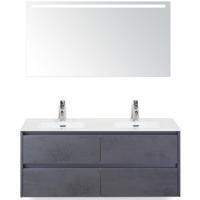 Dante Badmeubelset 120 cm - 4 Laden Beton Antrac - Keramische Wastafel Wit Cover met Sence Spiegel