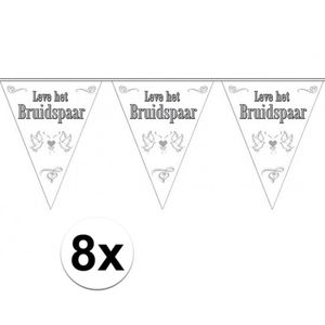 8x Leve het bruidspaar bruiloft versiering vlaggenlijn   -