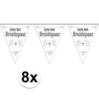 8x Leve het bruidspaar bruiloft versiering vlaggenlijn   -