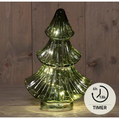 LED everlands kunstkerstboompje glas groen H24cm