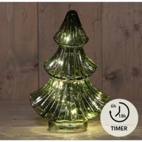 LED everlands kunstkerstboompje glas groen H24cm