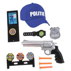 Politie agent verkleed set - 6 delig - kinderen - baseballcap blauw en accessoires