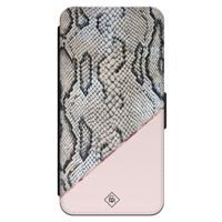 iPhone 15 Pro flipcase - Snake print roze