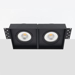 Bella Ondiepe LED trimless spot kantelbaar 5Watt vierkant dubbel ZWART IP65 dimbaar - interne driver