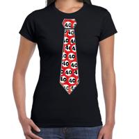 Verjaardag cadeau t-shirt voor dames - 40 jaar - zwart - stropdas stopbord