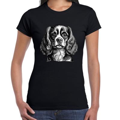 Cadeau/verkleed T-shirt dames - zwart - Cavalier King Charles hond - hondenliefhebber