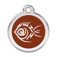 Tribal Fish Brown roestvrijstalen hondenpenning large/groot dia. 3,8 cm - Reddingo