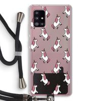 Eenhoorns overal: Samsung Galaxy A51 5G Transparant Hoesje met koord