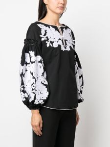 Yuliya Magdych blouse à fleurs en jacquard - Noir