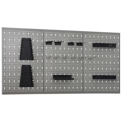 VidaXL Gaatjespaneel wandgemonteerd 3 st 40x58 cm staal