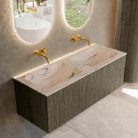 Badmeubel Mondiaz Kurve-Dlux | 120 cm | Meubelkleur Shadow | Wastafelkleur Nata | Solid surface | Wasbak beide zijden spoelbak | Zonder kraangat(en)