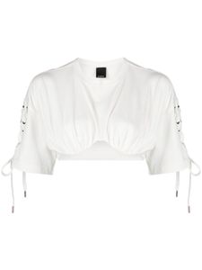 PINKO t-shirt crop à détail de laçage - Blanc