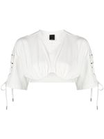 PINKO t-shirt crop à détail de laçage - Blanc