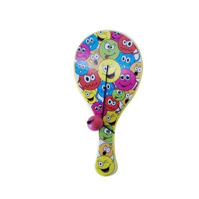 LG Imports batje met bal smileys 12 cm geel LG Imports batje met bal smileys 12 cm geel