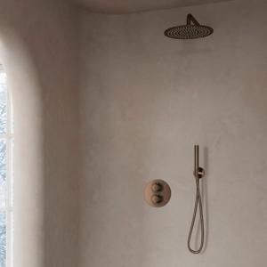Regendouche set SaniClear Antique | Inbouw | 30 cm | Thermostaatkraan | Rond | Verouderd messing
