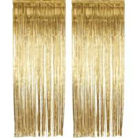 Folie deurgordijn versiering - 2x - goud - 244 x 91 cm - glitter and glamour wanden