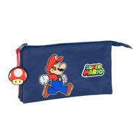 Pennenetui met 3 vakken Super Mario Trick Rood Donkerblauw 22 x 12 x 3 cm