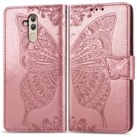 Butterfly Love bloemen reliëf horizontale Flip lederen case voor Huawei mate 20 lite met houder & kaartsleuven & portemonnee (Rose goud)