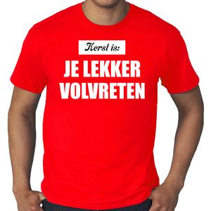 Grote maten Kerst is: je lekker volvreten Kerst t-shirt / Kerst outfit rood voor heren