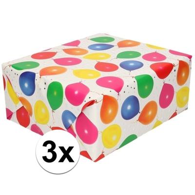 Cadeaupapier - 3x - met ballonnen print - 150 x 70 cm - inpakpapier - rol kadopapier - verjaardag Cadeaupapier - 3x - met ballonnen print - 150 x 70 cm - inpakpapier - rol kadopapier - verjaardag
