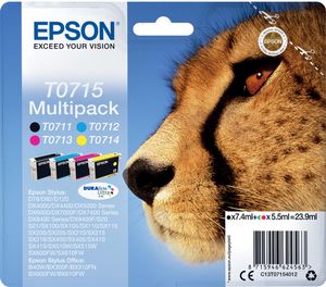 Epson inktcartridge T0715,250-415 pagina&apos;s, OEM C13T07154012, 4 kleuren