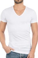 Alan Red Dean Slim Fit T-Shirt V-hals Dubbel pak wit, Effen - thumbnail