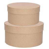 Ronde bruine hobby knutsel dozen van karton - 20x10 cm en 25x13 cm - cadeauverpakking - boxen