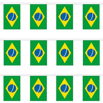 Brazilie vlaggenlijn slinger - 3x - 300 cm - polyester - met 10 vlaggetjes - binnen/buiten