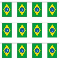 Brazilie vlaggenlijn slinger - 3x - 300 cm - polyester - met 10 vlaggetjes - binnen/buiten