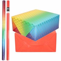 6x Rollen kraft inpakpapier regenboog pakket - rood 200 x 70 cm - Cadeaupapier