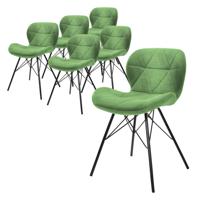 ML-Design set van 6 eetkamerstoelen met rugleuning, groen, keukenstoel met fluwelen bekleding, gestoffeerde stoel met