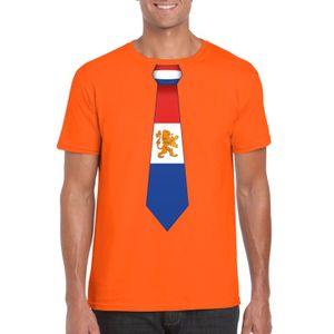 Shirt met Nederland stropdas oranje heren 2XL  -