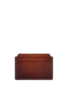 Santoni porte-cartes en cuir grainé à logo embossé - Marron